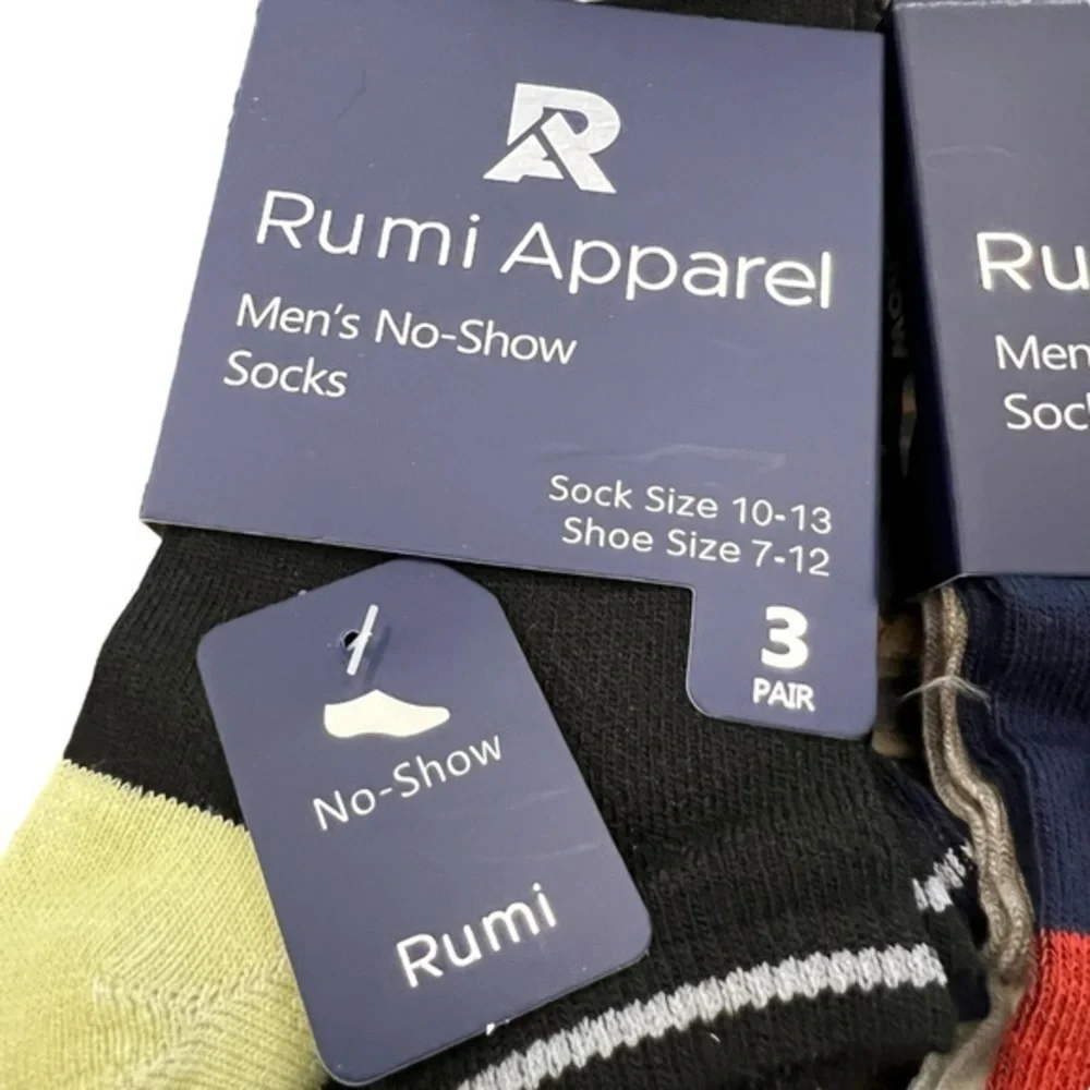 No-Show Mens Socks 6 Pairs Cotton Blend Shoe Size 7-12 Colorblock NWT Everyday‎